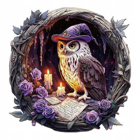 Enchanted Owl Witch Puzzle - Wooden Magic Puzzle - PuzzleWood