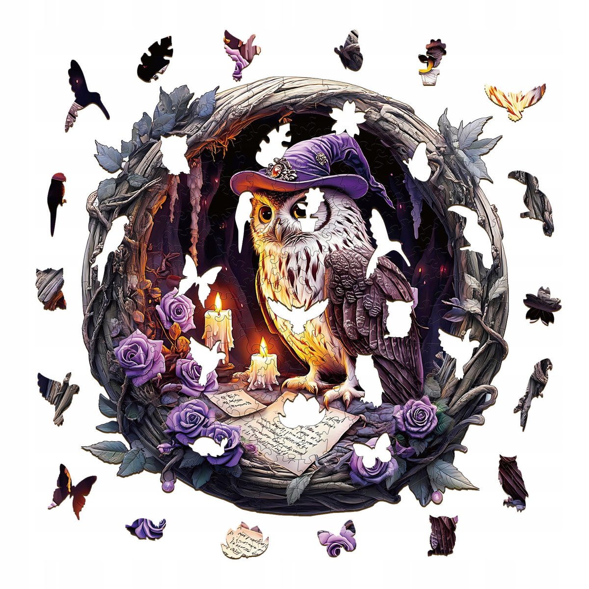 Enchanted Owl Witch Puzzle - Wooden Magic Puzzle - PuzzleWood
