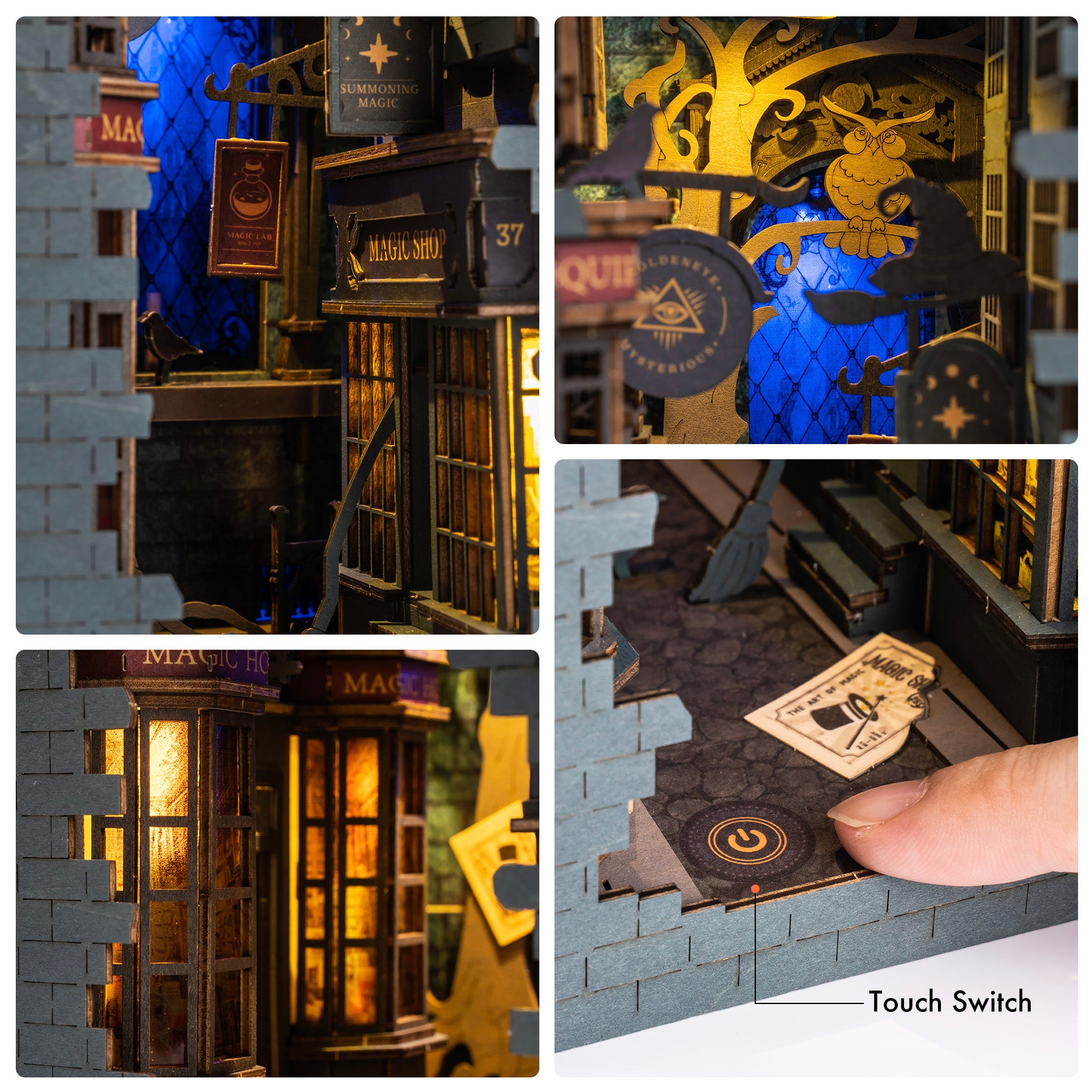 Magic House Book Nook – DIY Wooden Bookshelf Insert Kit with LED Lights - PuzzleWood