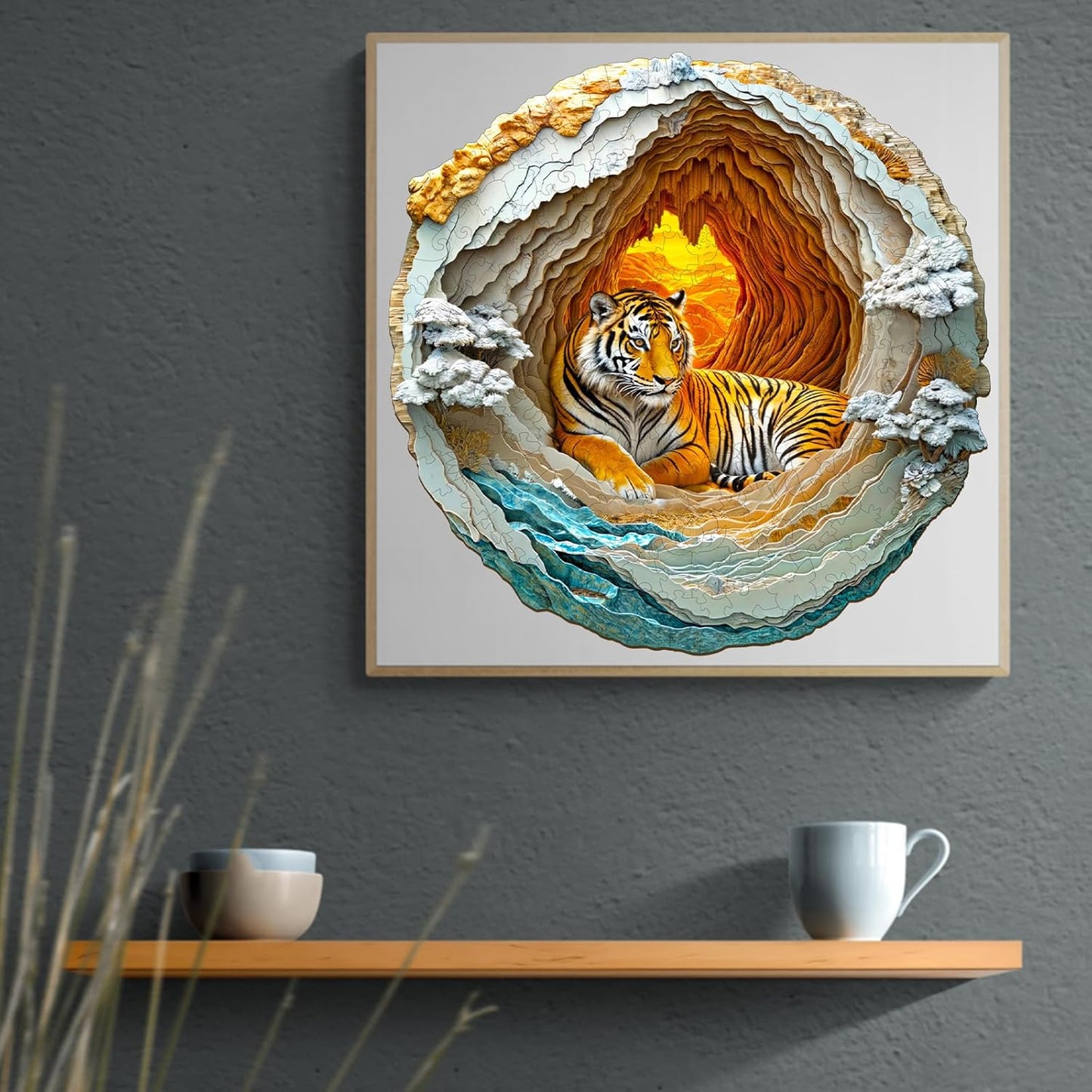Majestic Tiger Wooden Puzzle – 3D Layered Nature Scene - PuzzleWood