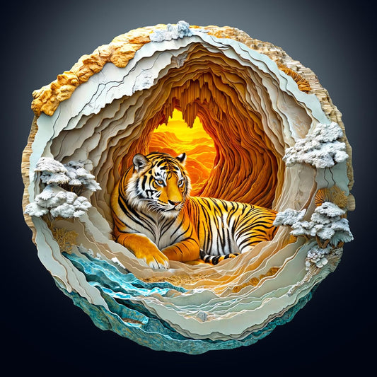 Majestic Tiger Wooden Puzzle – 3D Layered Nature Scene - PuzzleWood