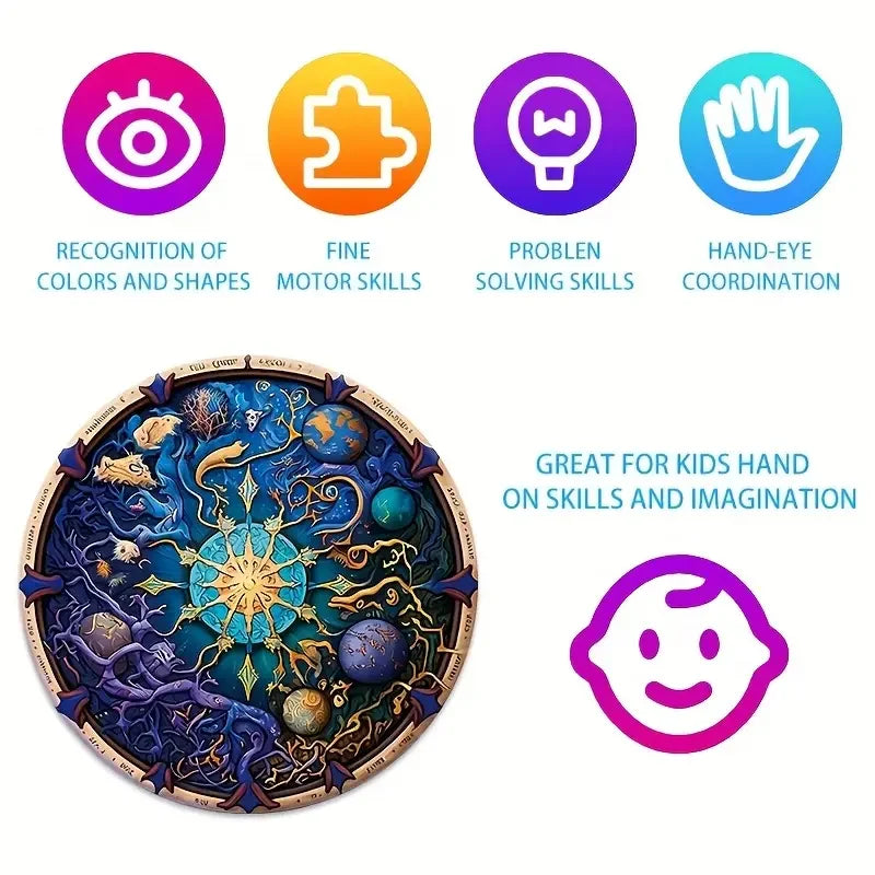 Cosmic Zodiac Wooden Puzzle - PuzzleWood