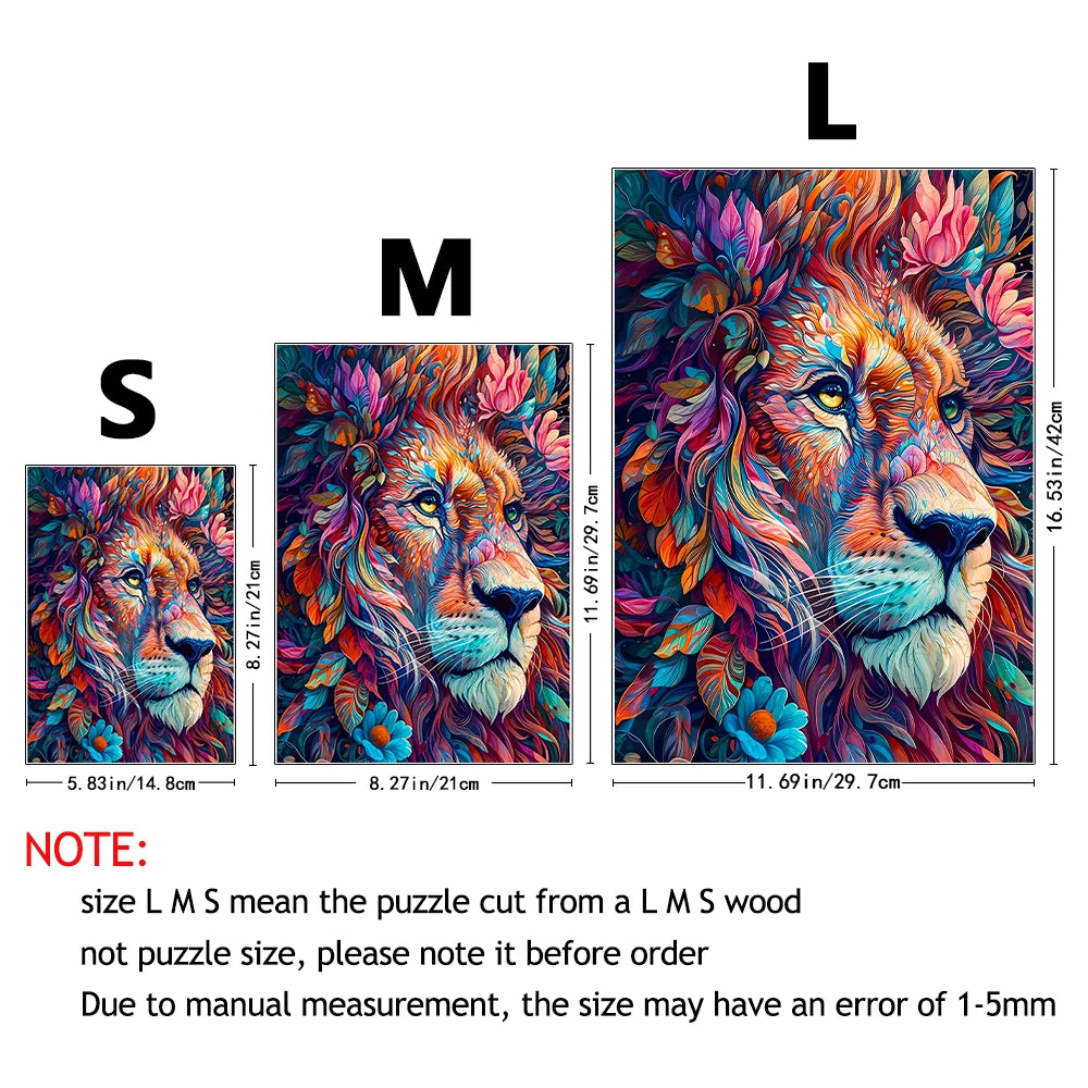 Vivid Lion Wooden Puzzle - PuzzleWood