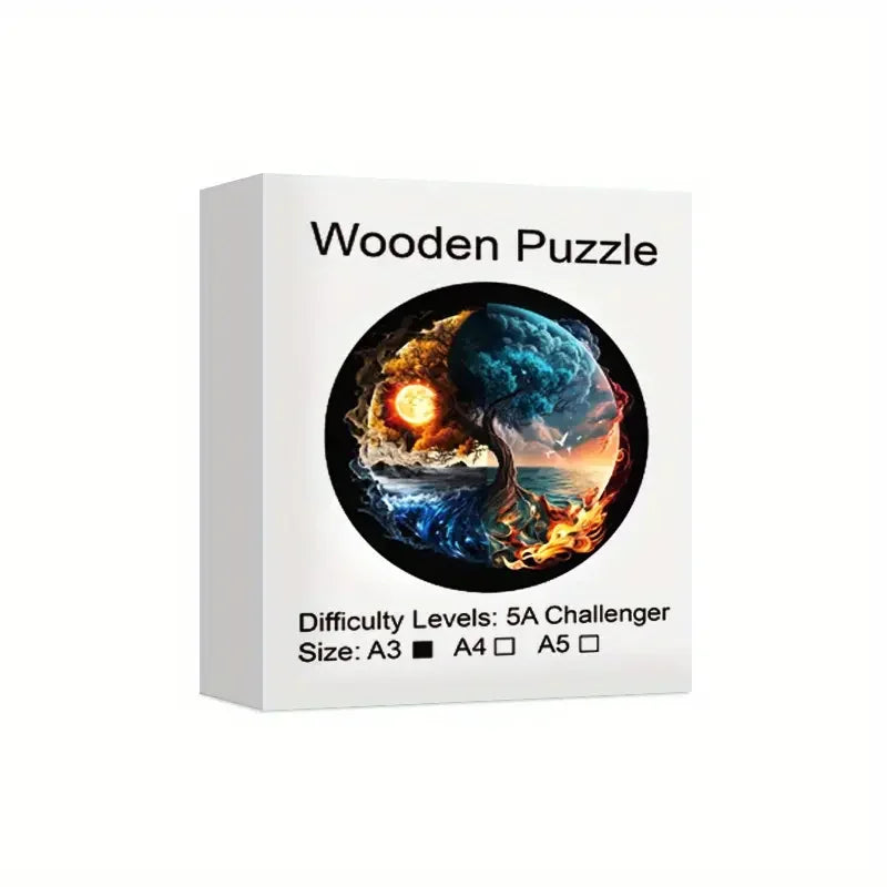 Tree of Elements Wooden Puzzle – Fire Water Earth Air in Balance - PuzzleWood