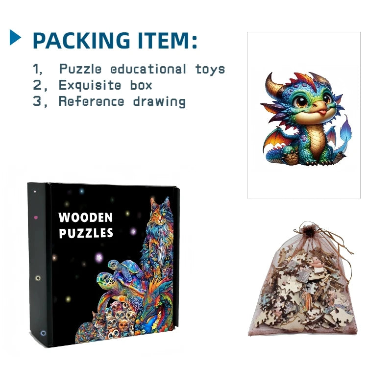 Cute Baby Dragon Wooden Puzzle - PuzzleWood