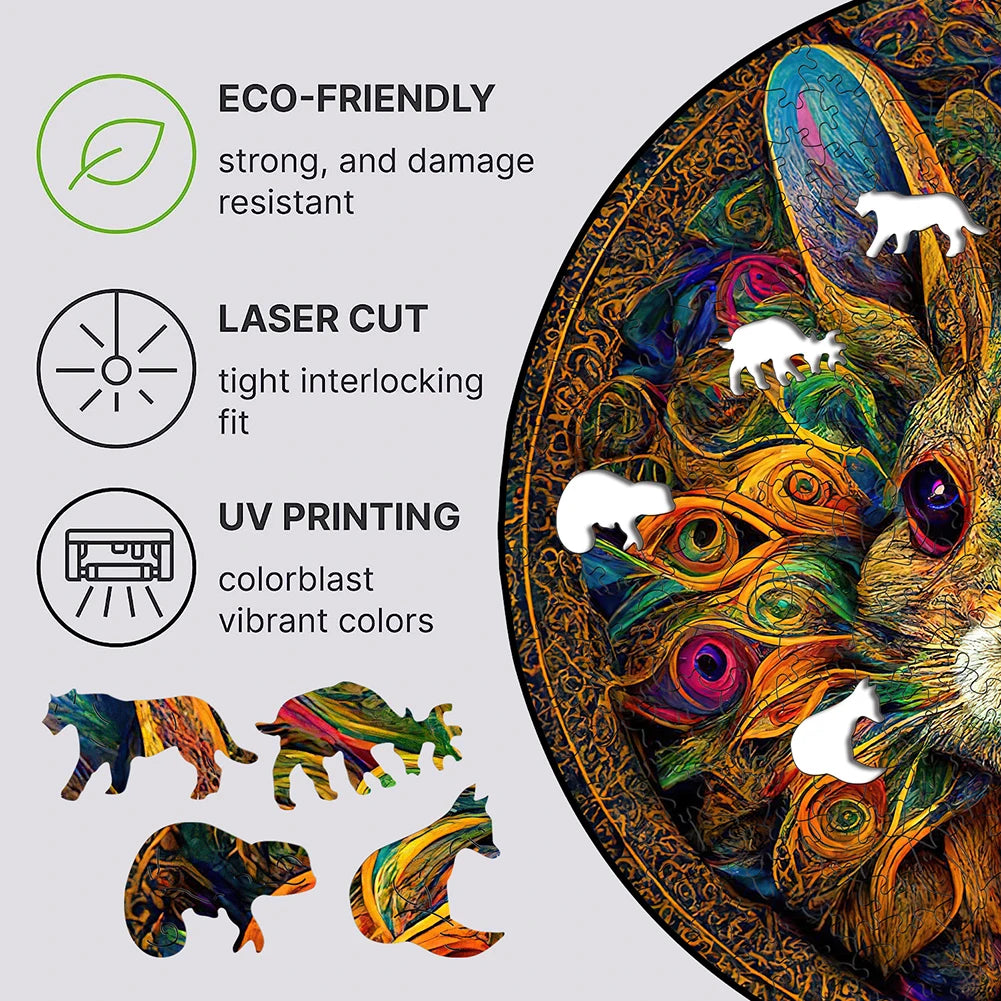 Mandala Rabbit Wooden Jigsaw Puzzle™ - PuzzleWood