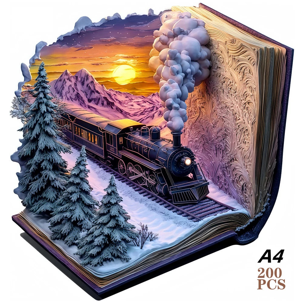 Magical Train Through the Book Wooden Puzzle - PuzzleWood