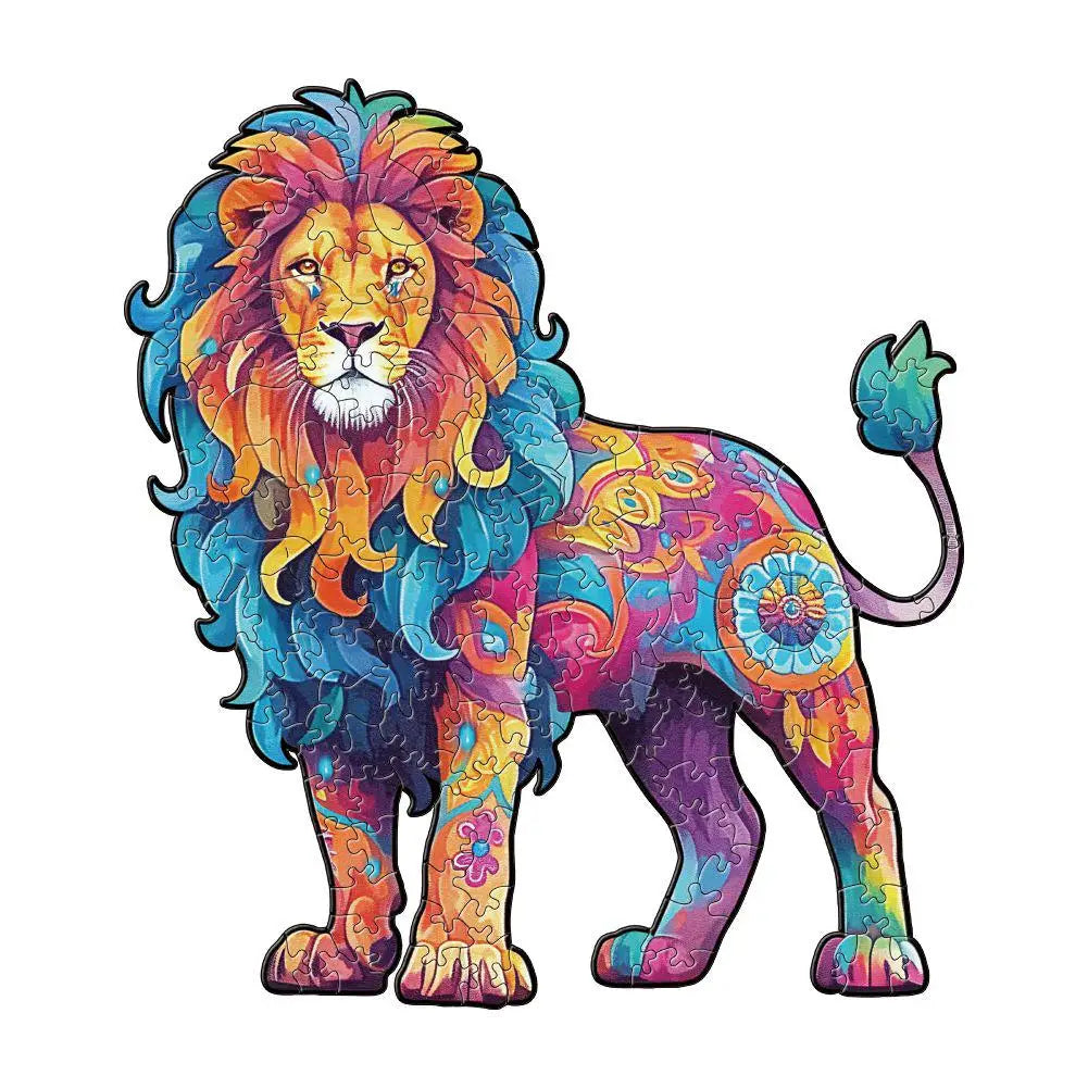 Colorful Wooden Lion Puzzle - PuzzleWood