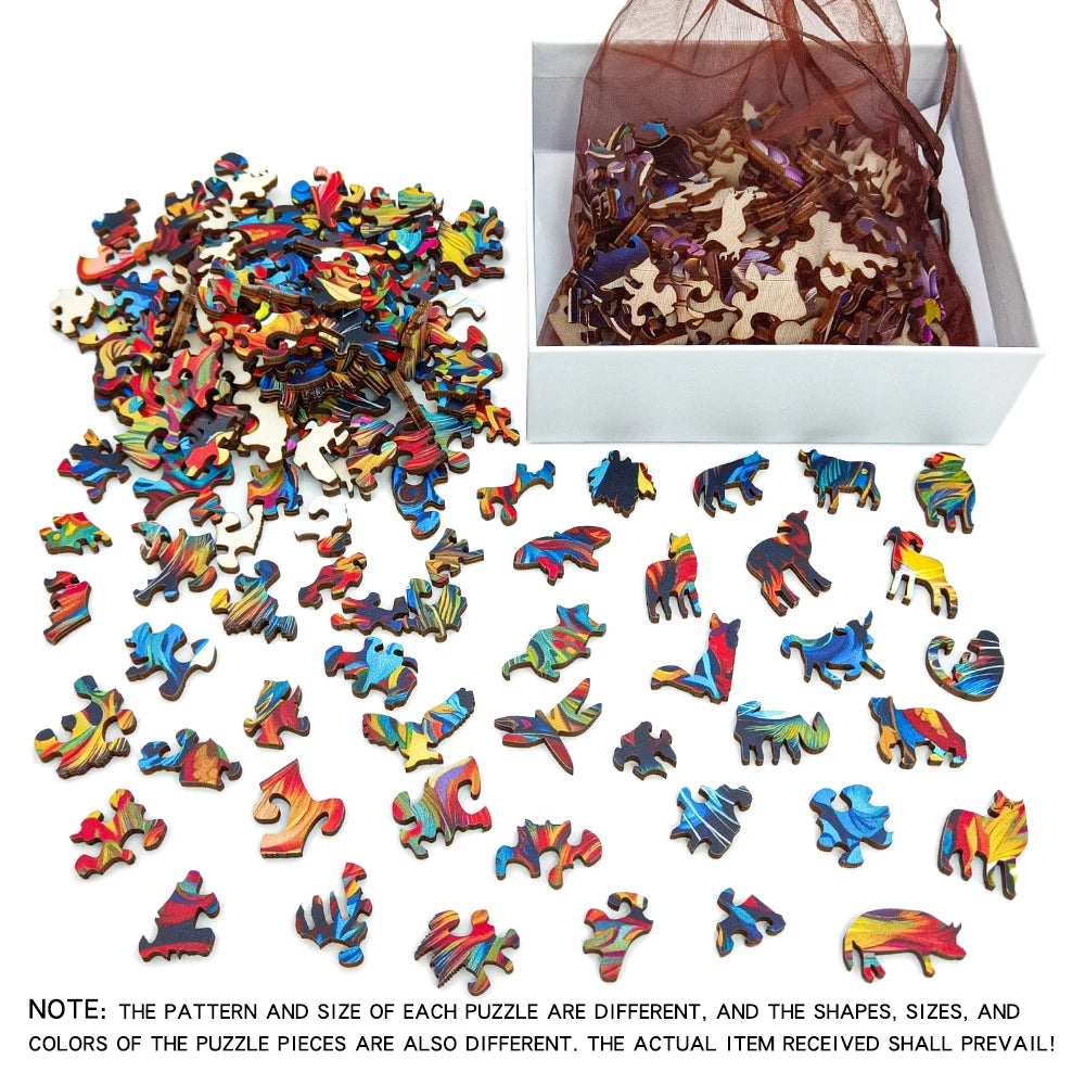 Floral Wolf Wooden Puzzle - PuzzleWood