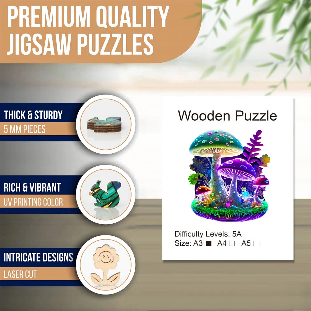 Magical Mushrooms Wooden Puzzle - PuzzleWood