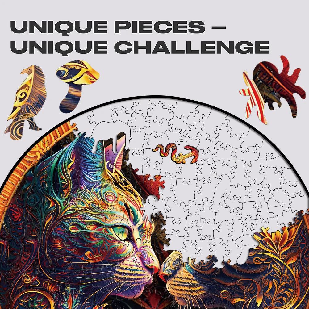 Twin Cats in Love Wooden Puzzle - PuzzleWood