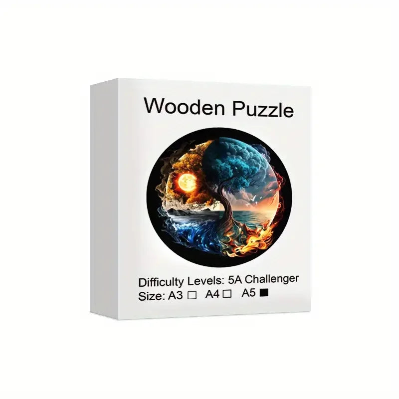 Tree of Elements Wooden Puzzle – Fire Water Earth Air in Balance - PuzzleWood