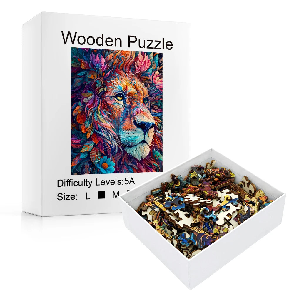 Vivid Lion Wooden Puzzle - PuzzleWood