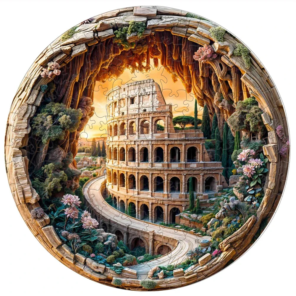 Colosseum in Bloom Wooden Puzzle - PuzzleWood