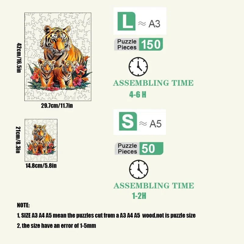 Wooden Tiger Family Puzzle - PuzzleWood