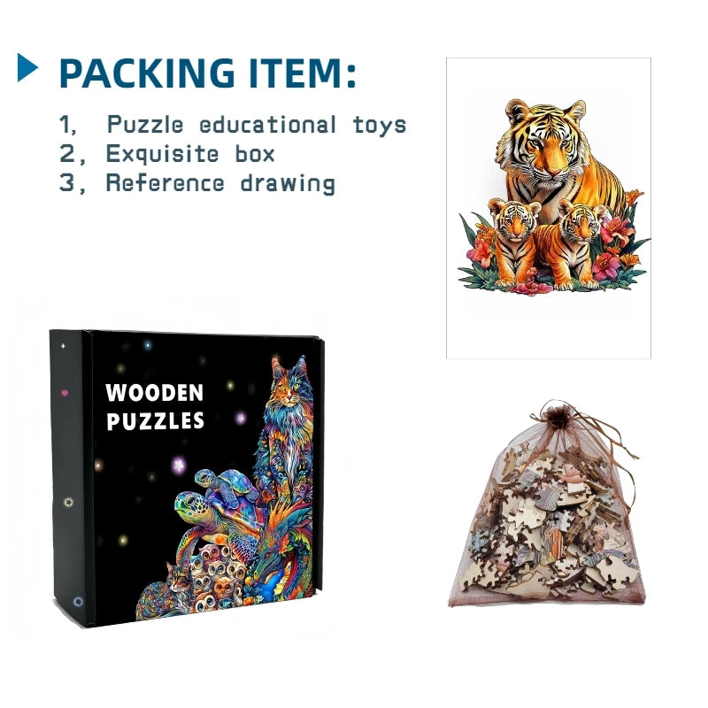 Wooden Tiger Family Puzzle - PuzzleWood
