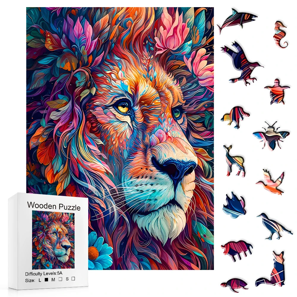 Vivid Lion Wooden Puzzle - PuzzleWood