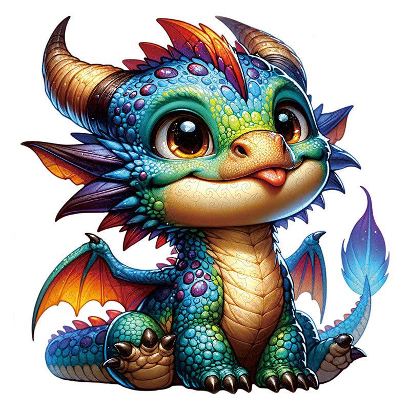 Cute Baby Dragon Wooden Puzzle - PuzzleWood