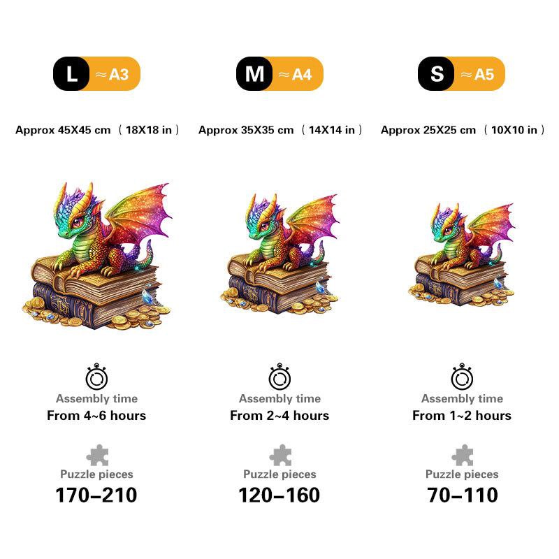 Rainbow Dragon & Books Wooden Puzzle - PuzzleWood