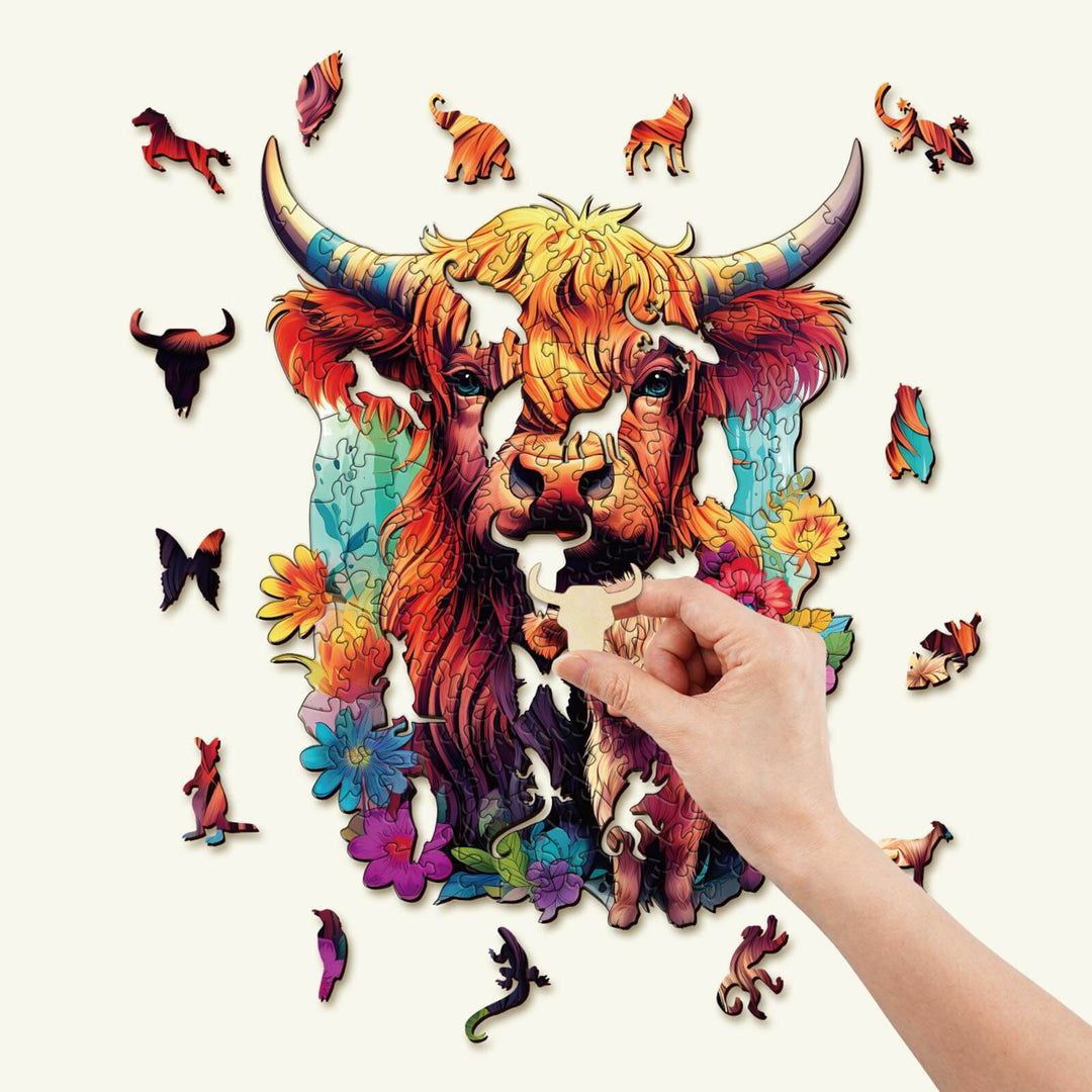 Highland Cow Family Wooden Puzzle - PuzzleWood