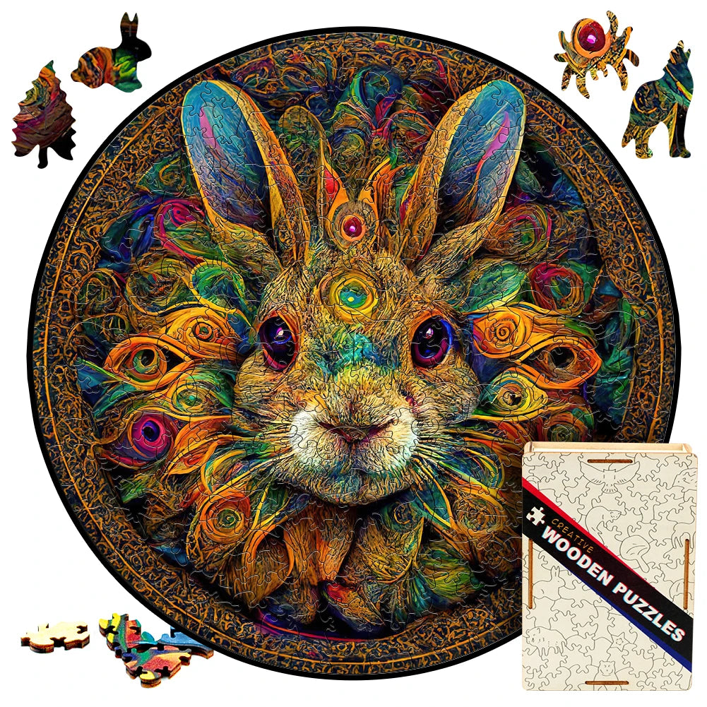Mandala Rabbit Wooden Jigsaw Puzzle™ - PuzzleWood