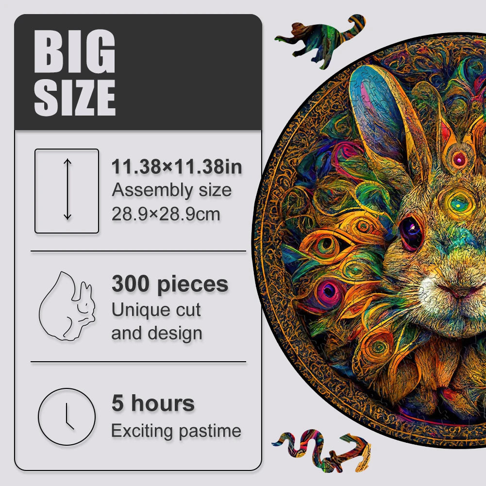 Mandala Rabbit Wooden Jigsaw Puzzle™ - PuzzleWood