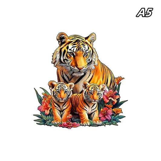 Wooden Tiger Family Puzzle - PuzzleWood