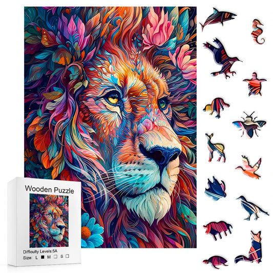 Vivid Lion Wooden Puzzle - PuzzleWood